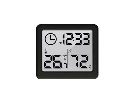 Termometr/higrometr z funkcją zegara, GreenBlue, czarny, GB384 B