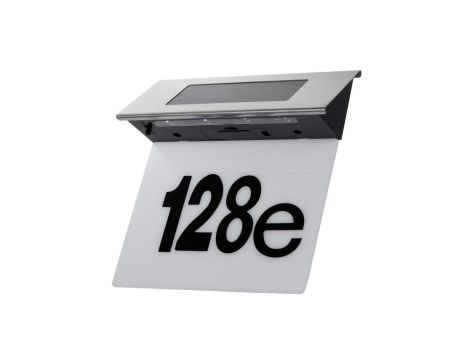 Solarna lampa LED z numerem domu Maclean, IP44, 1W, 100lm, 6000K, akumulator 600 mAh, 2,5V DC 70mA, MCE423