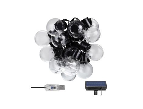 Solarna girlanda ogrodowa LED 2w1 Maclean, IP44, 3W, 10lm, 3000K, akumulator 2*600 mAh, 5V DC, 7m, MCE424