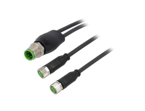 7000-40821-6300150 Rozdzielacz: wtyk M12 4P/2xgniazdo proste M8 3P z przewodami o długości 1,5m PUR, PVC