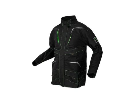 Bluza, kurtka robocza wzmocnienia na łokciach PREMIUM PRO czarna z neonowo-zielonymi przeszyciami rozmiar L/52 NEO 81-214-L