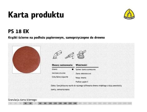 KLINGSPOR KRĄŻEK ŚCIERNY SAMOPRZYCZEPNY 150mm  PS18EK gr. 60 /50szt.
