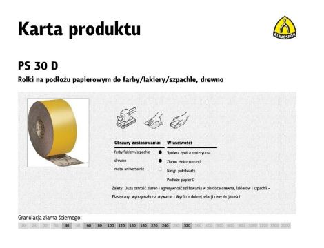 KLINGSPOR ROLKA NA PODŁOŻU PAPIEROWYM PS30D 115mm gr.100  (50mb)