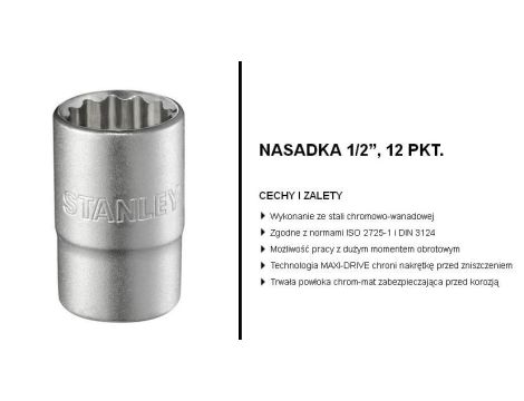 STANLEY NASADKA 1/2" 12-KĄTNA 10mm MAT - 2