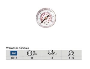 ADLER MANOMETR-WSKAŻNIK 0-12BAR 40-1/8