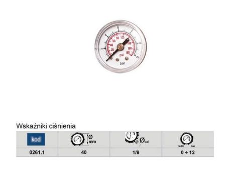 ADLER MANOMETR-WSKAŻNIK 0-12BAR 40-1/8"