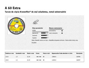 KLINGSPOR TARCZA DO CIĘCIA METALU 125mm x 1,0mm x 22,2mm  A60 Extra