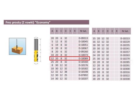 FREZ PROSTY 2 ROWKI 12/20/8mm - 2