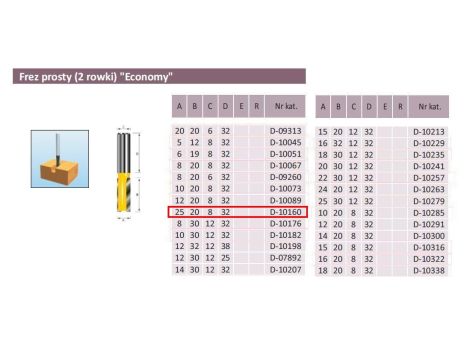 FREZ PROSTY 2 ROWKI 25/20/8mm