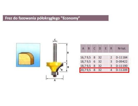 FREZ DO ZAOKRĄGLEŃ R 4/8mm  ECONOMY - 2