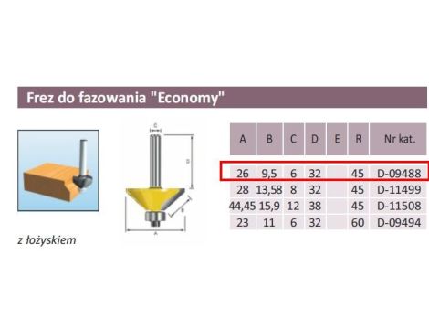 FREZ DO FAZOWANIA 45`/26/6mm ECONOMY - 2