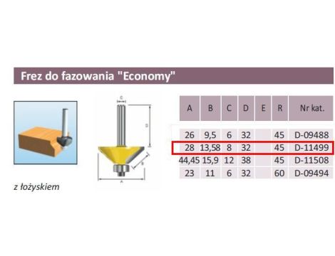 FREZ DO FAZOWANIA 45`/28/8mm ECONOMY - 2