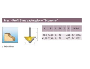 FREZ KSZTAŁTOWY ŁOŻ. 34,9/8mm PROFIL SIMA ZAOKRĄGLONY ECO - image 2