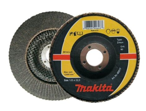MAKITA ŚCIERNICA LISTKOWA ZIRKON 125x22,23mm P 80 METAL, STAL NIERDZEWNA