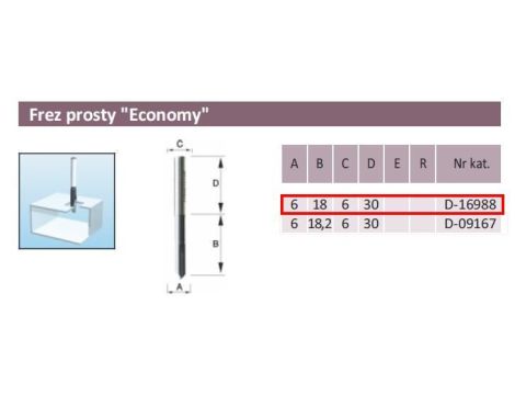FREZ PROSTY ALUMINIUM 6/18/6mm - 2