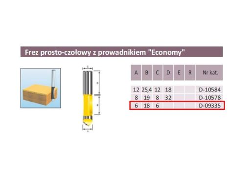FREZ PROSTO-CZOŁOWY  6/18/6mm Z PROWADNIKIEM ECO - 2