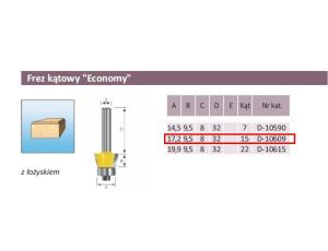 FREZ KĄTOWY Z ŁOŻYSKIEM 15`/17,2/8mm ECONOMY - image 2