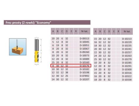 FREZ PROSTY 2 ROWKI  8/30/12mm - 2