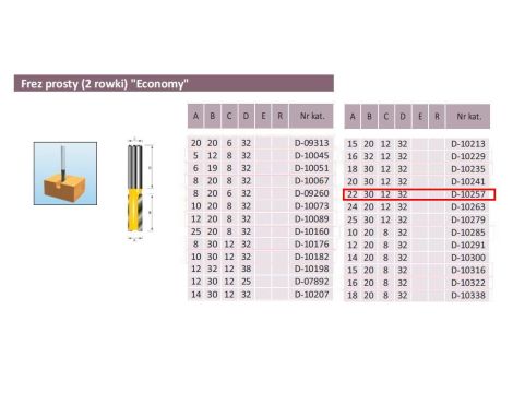 FREZ PROSTY 2 ROWKI 22/30/12mm - 2