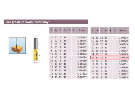 FREZ PROSTY 2 ROWKI 25/30/12mm - 2