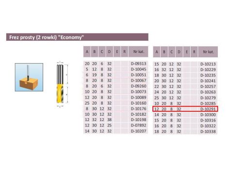 FREZ PROSTY 2 ROWKI 12/20/8mm - 2