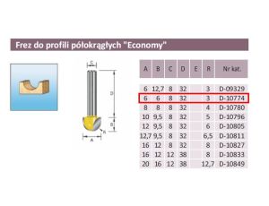 FREZ PROFILI PÓŁOKRĄGŁY R 3/6/8mm ECONOMY