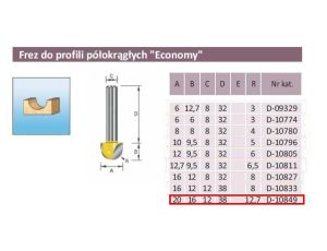 FREZ PROFILI PÓŁOKRĄGŁY R12,7/20/12mm  ECONOMY - image 2