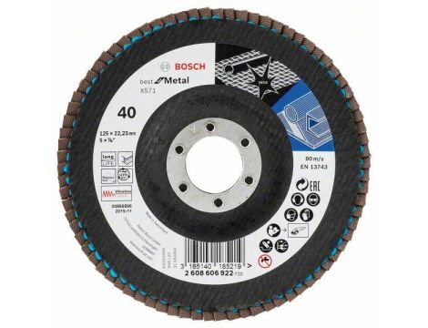 BOSCH ŚCIERNICA LISTKOWA 125mm X571 P 40 BEST FOR METAL WYPUKŁA 2608606922