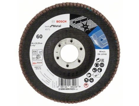 BOSCH ŚCIERNICA LISTKOWA 125mm X571 P 60 BEST FOR METAL WYPUKŁA 2608606923
