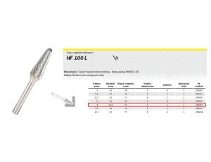 KLINGSPOR FREZ DO METALU HF 100 L FI=8,0x25mm TRZPIEŃ 6mm, TYP:KEL, STOŻKOWO-KULISTY