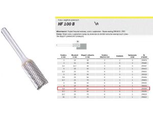 KLINGSPOR FREZ DO METALU HF 100 B FI=9,6x19mm TRZPIEŃ 6mm TYP ZYAS, WALCOWY