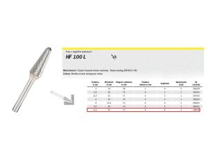 KLINGSPOR FREZ DO METALU HF 100 L FI=12,7x32mm TRZPIEŃ 6mm, TYP:KEL, STOŻKOWO-KULISTY