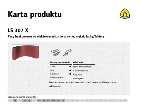 KLINGSPOR PASY BEZKOŃCOWE DO ELEKTRONARZĘDZI LS307X  75mm x 533mm gr. 80 /10szt.