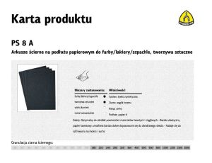 KLINGSPOR ARKUSZE ŚCIERNE NA PODŁOŻU PAPIEROWYM 230mm x 280mm PS8A NA MOKRO gr. 400 /50szt.