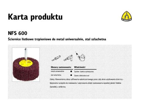 KLINGSPOR ŚCIERNICA LISTKOWA TRZPIENIOWA Z WŁÓKNINY NFS600  60mm x 50mm x 6mm MEDIUM