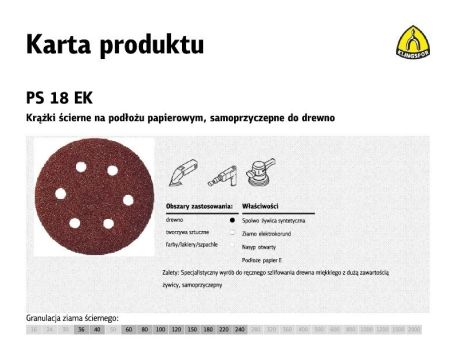 KLINGSPOR KRĄŻEK ŚCIERNY SAMOPRZYCZEPNY 150mm  PS18EK gr. 40 GLS3 /50szt.