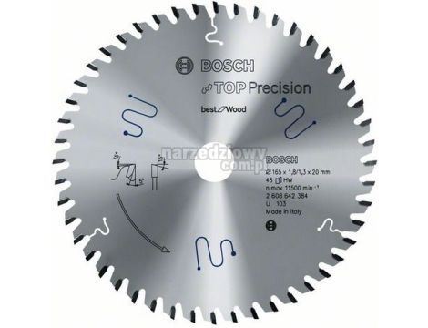 BOSCH PIŁA TARCZOWA MULTIMATERIAL TOP PRECISION 165x20mm 48-ZĘBÓW 2608642388