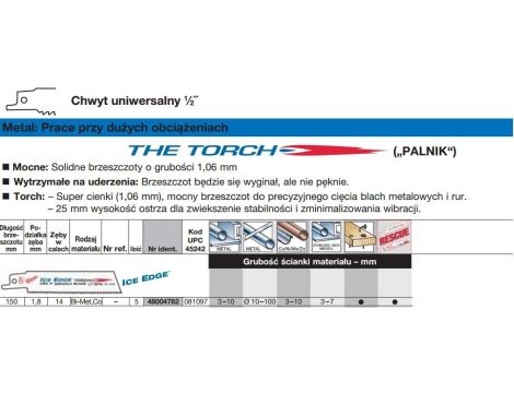 MILWAUKEE BRZESZCZOT DO PIŁY SZABLASTEJ 150/1,8mm TORCH ICE EDGE 5szt. METAL - 2