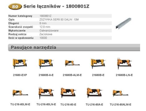 BOSTITCH ZSZYWKI 80  8mm  10 000 szt.