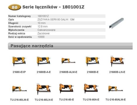 BOSTITCH ZSZYWKI 80 10mm  10 000 szt.