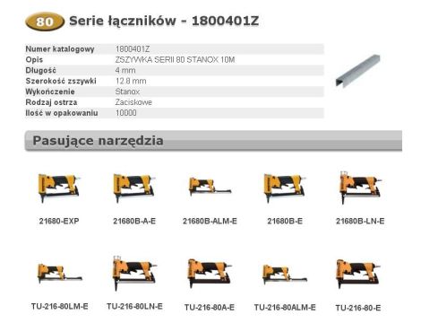 BOSTITCH ZSZYWKI 80  4mm 10 000 szt.