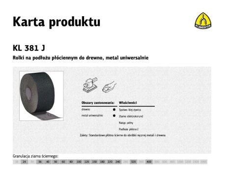 KLINGSPOR ROLKA NA PODŁOŻU PŁÓCIENNYM KL381J 150mm gr.120  (50mb)