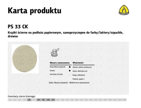 KLINGSPOR KRĄŻEK ŚCIERNY SAMOPRZYCZEPNY 225mm  PS33CK gr.120 /50szt.