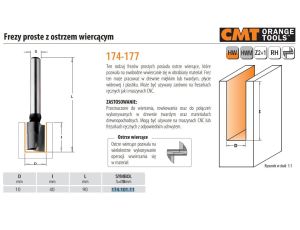 CMT FREZ PROSTY WIERCĄCY HM D=10 I=40 L=90 S=8