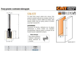 CMT FREZ PROSTY WIERCĄCY HM D=16 I=40 L=90 S=8