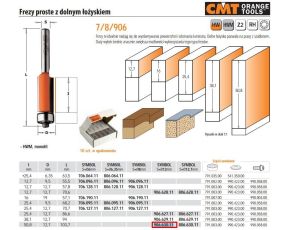 CMT FREZ PROSTY Z ŁOŻYSKIEM HM I=25,4 D=50,8 S=12 DOLNE ŁOŻ%%%