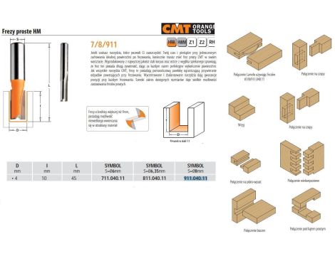 CMT FREZ PROSTY KRÓTKI HM D= 4 I=10 L=45 S=8
