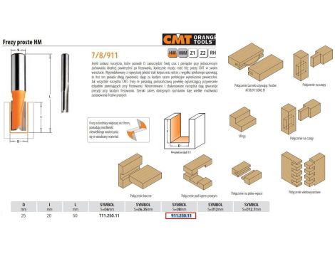 CMT FREZ PROSTY KRÓTKI HM D=50 I=20 L=50 S=8