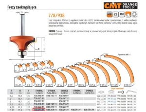 CMT FREZ ZAOKRĄGLAJĄCY Z ŁOŻYSKIEM HM R= 6,35 D=25,4 I=12,7 S=6...