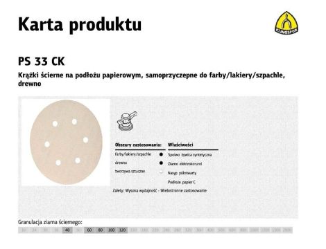 KLINGSPOR KRĄŻEK ŚCIERNY SAMOPRZYCZEPNY 150mm  PS33CK gr. 40 GLS3 /100szt.